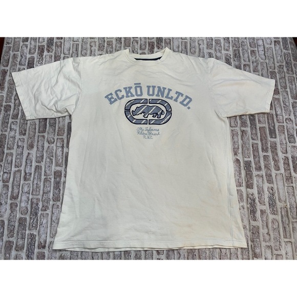 Ecko Unltd T-Shirt Men's M Y2K Raised Letters Baggy Spellout Logo Shirt - Picture 1 of 8